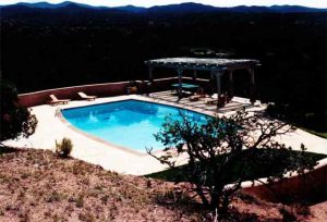 Santa Fe residence Exterior Swimming Pool with Underwater Speakers Audio, Video, and Control Systems