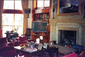 Living Room with Home Theater System. speakers and television installed, Touchpanel control