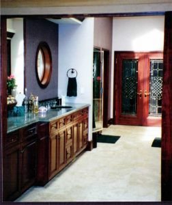 Master Bath with ceiling speakers and Touchpanel control for Audio, Video, and Control Systems